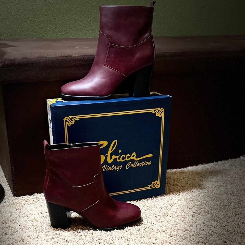 NIB-Sbicca Wine Leather Bootie - Picture 5 of 8